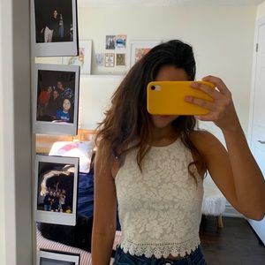 High neck white tank